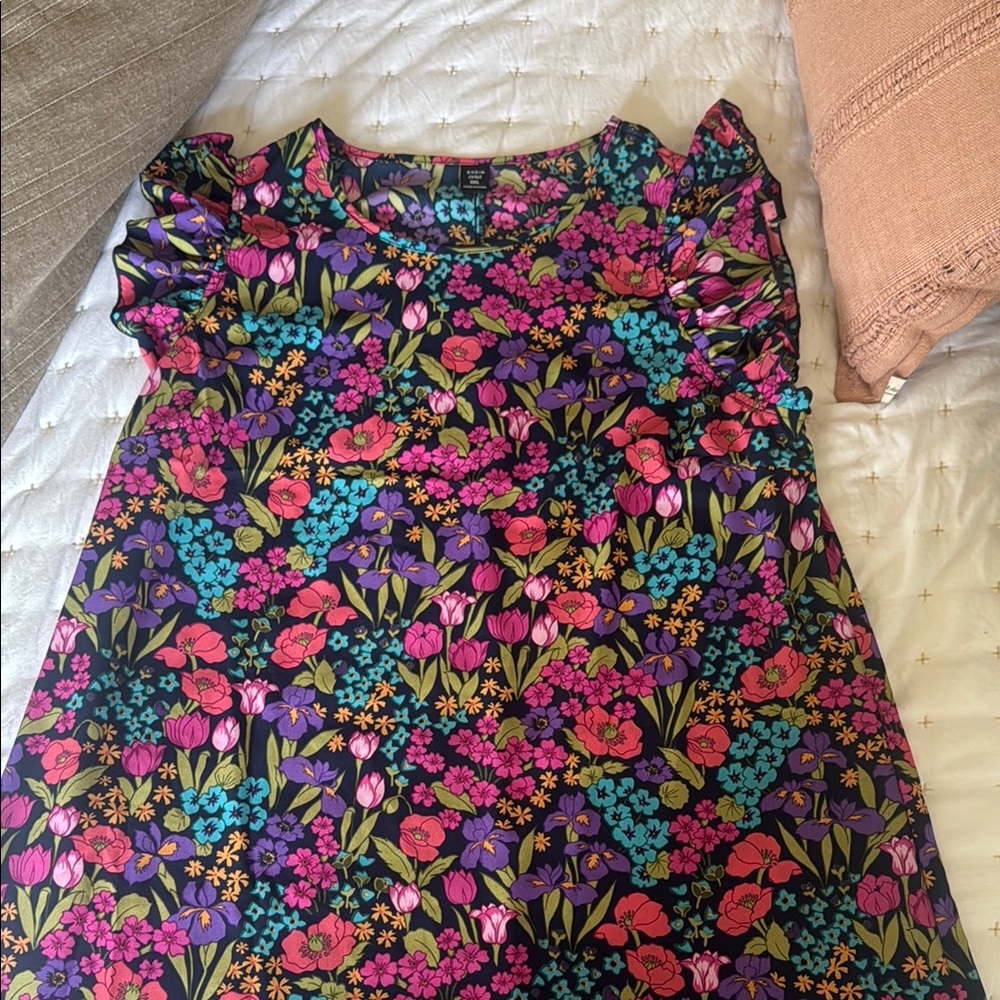 SHEIN Curve Floral Ruffle Sleeve Dress